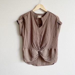 Lily White Cuffed Sleeve Muslin Twist Top Size S